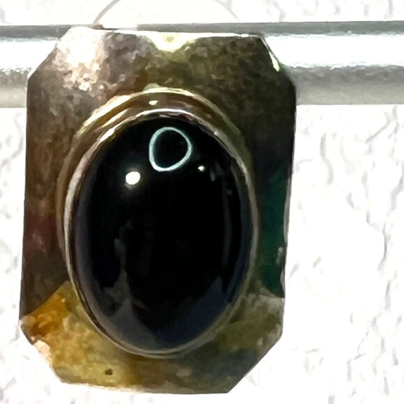 Vtg 925 Silver Onyx Post Earrings Artisan Handcrafted Marked AW MCM Southwestern - Picture 9 of 10